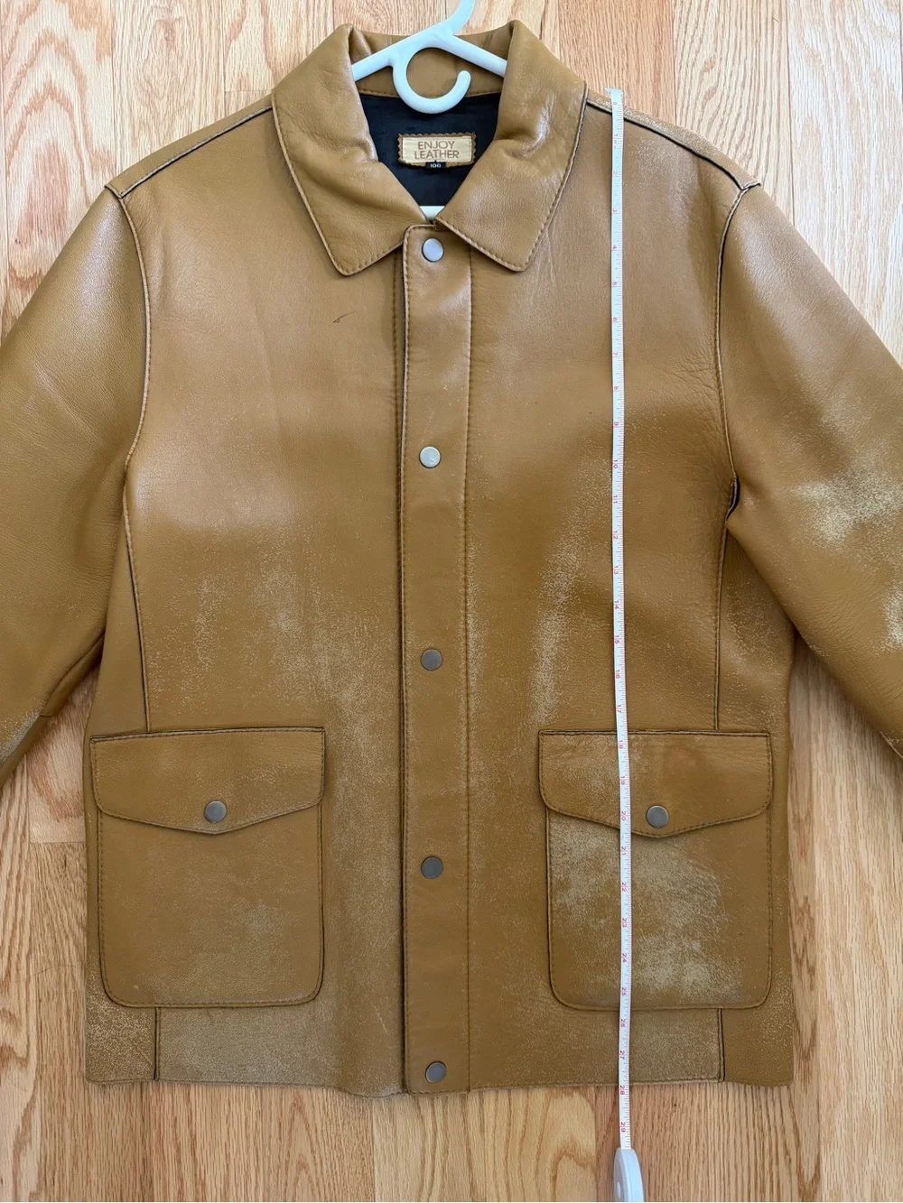 Vintage Men’s “Enjoy Leather” Camel Barn Jacket/Car Coat
